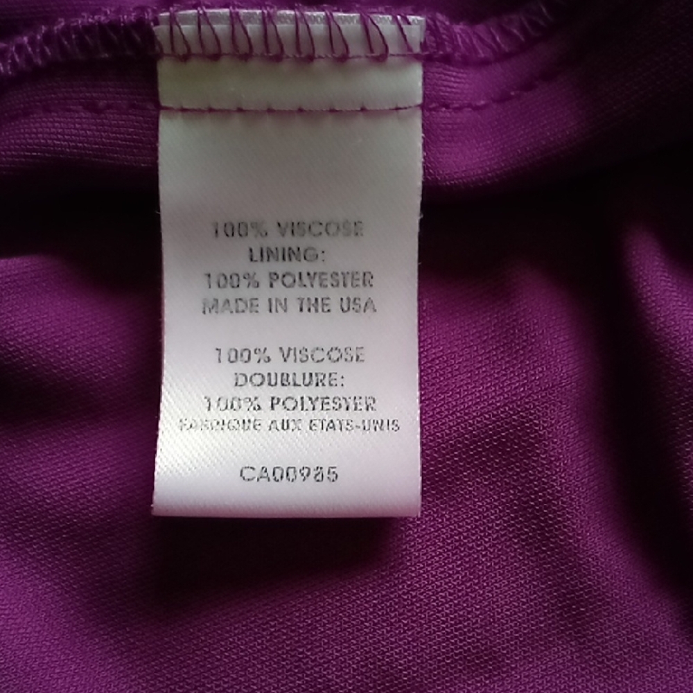 Nanette Lepore Ruched Faux Wrap Magenta Midi Dress V-Neck Stretch Jersey Size 2 - Picture 8 of 8